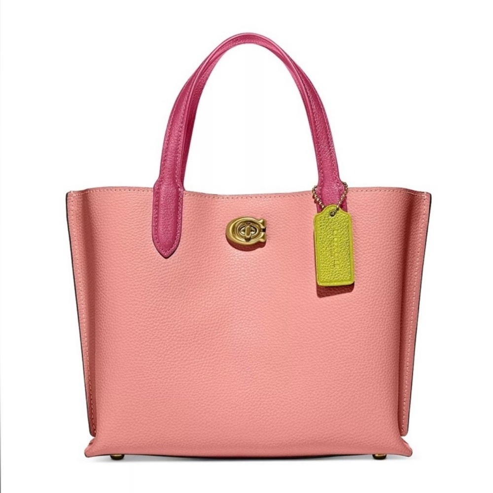 Coach Pink Tote with Yellow Tag